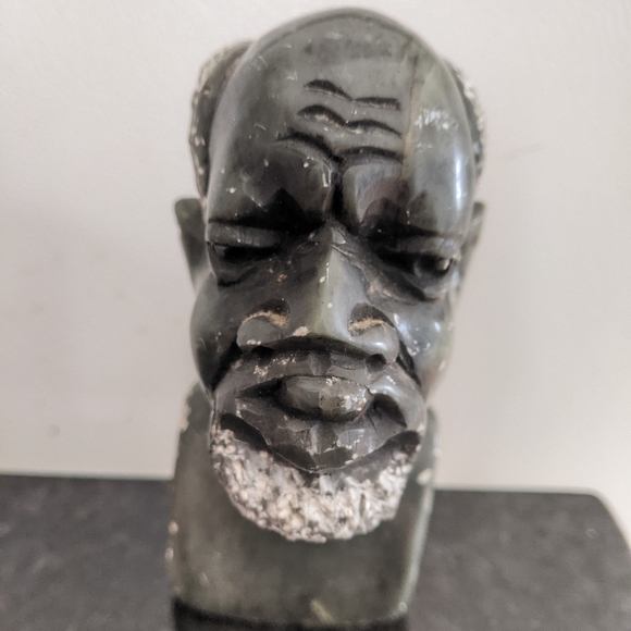 African Soapstone Male Bust Carved Sculpture - Picture 2 of 16